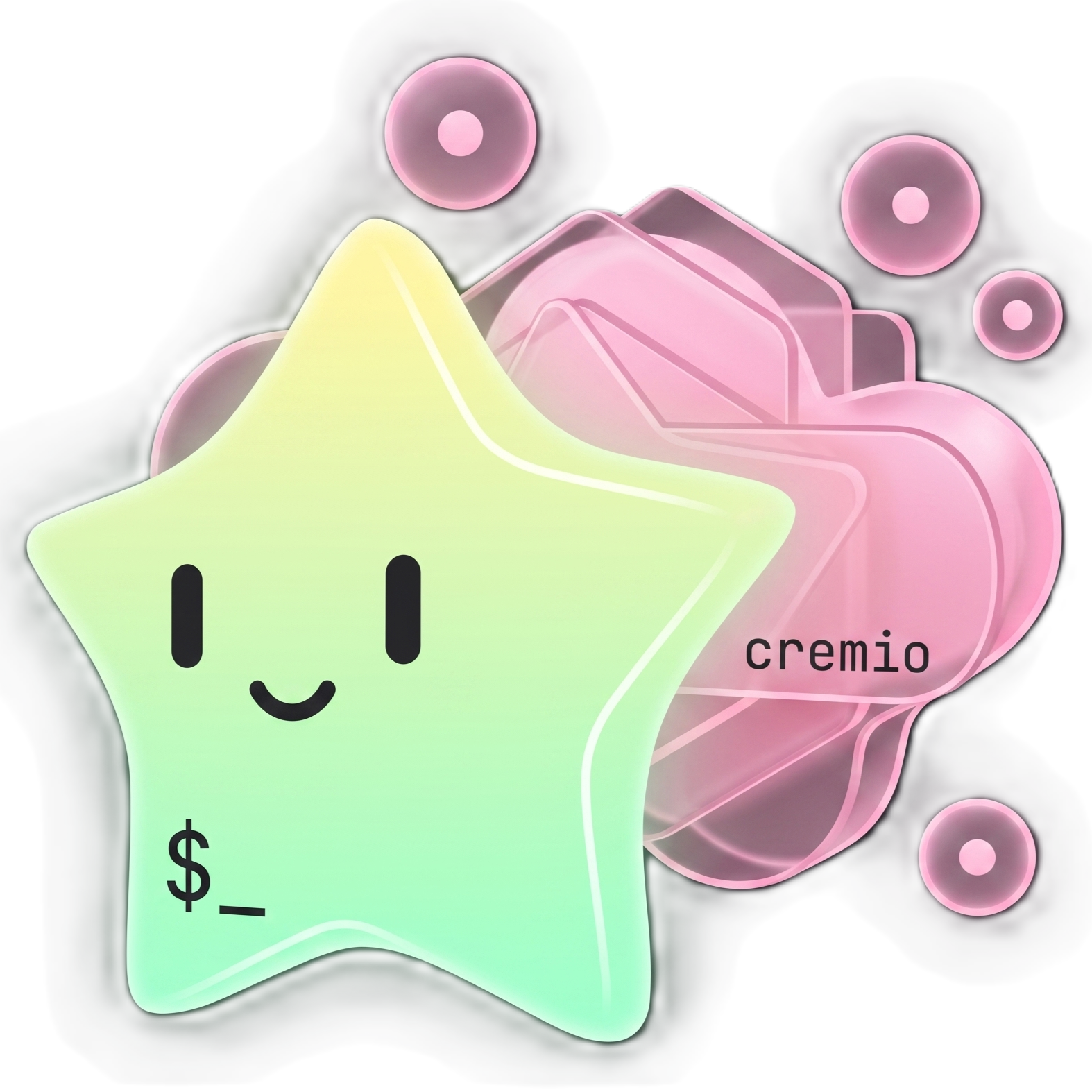 Cremio mascot - a happy kawaii star with a terminal prompt